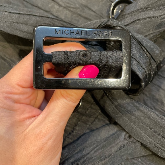 Michael Kors Belted Trench Coat Textured Black Small Classic Double Breasted EUC - Picture 5 of 16